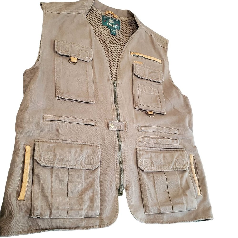 Vintage Orvis Hunting Shooting Munitions Vest XL Trill Leather Suede Safari Film